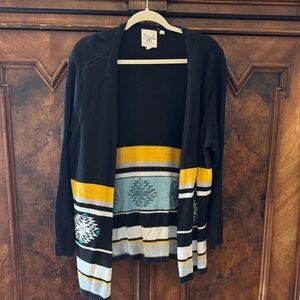 Stylish Black and Yellow Striped Cardigan